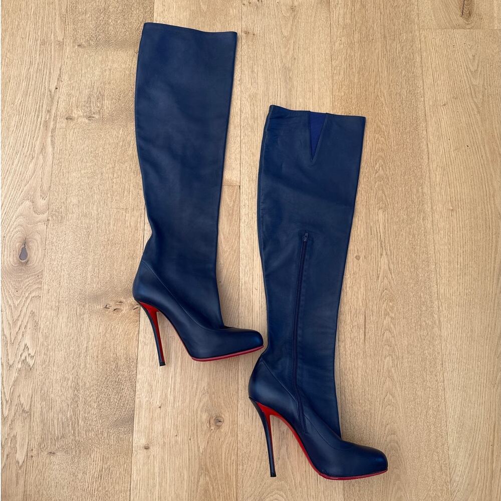 Christian Louboutin Stiletto Boots Sempre Monica Size 40 Navy Blue Red